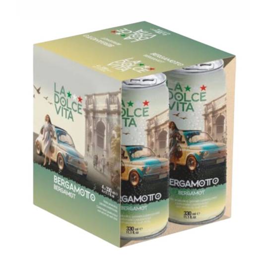 Dolce Vita Italian Bergamotto Soda, 4-Pack Cans 1
