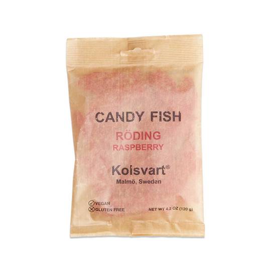 Kolsvart Swedish Roding Raspberry Gummy Candy Fish, Vegan 1