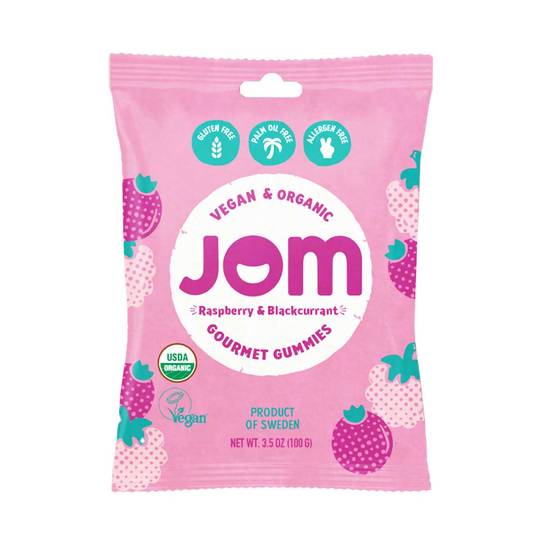Jom Organic Raspberry & Blackcurrant Gummy Candies, Vegan & No Palm Oil 1
