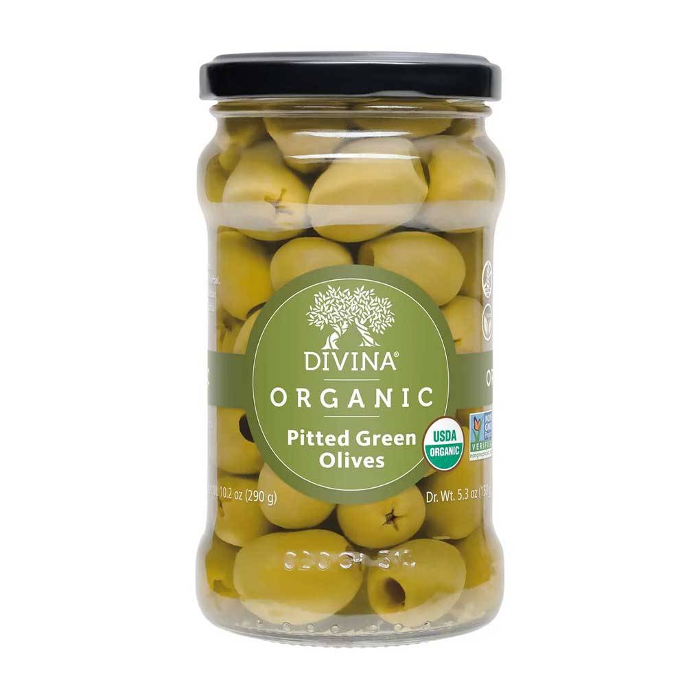 Divina Organic Pitted Green Olives 1