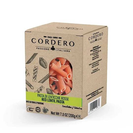 Cordero Organic Gluten Free Red Lentils Penne 1
