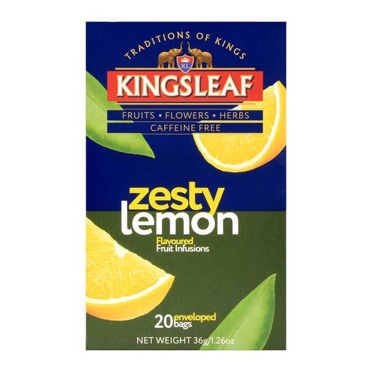 Kingsleaf Zesty Lemon Ceylon Tea, Caffeine Free, 20 Bags 1
