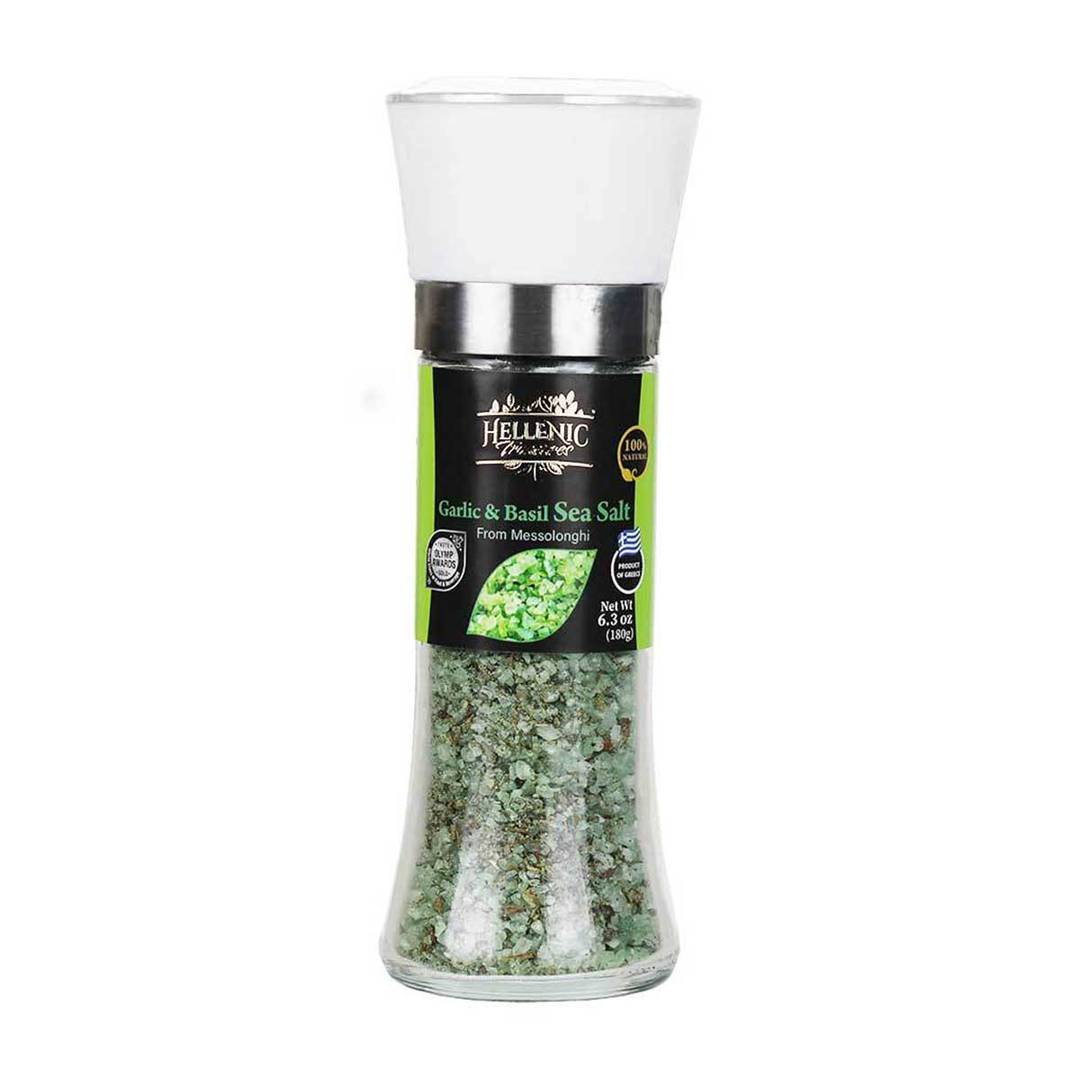 Hellenic Treasures Mediterranean Basil & Garlic Sea Salt Grinder 1