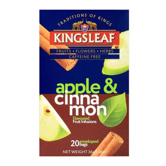 Kingsleaf Apple & Cinnamon Ceylon Tea, Caffeine Free, 20 Bags 1
