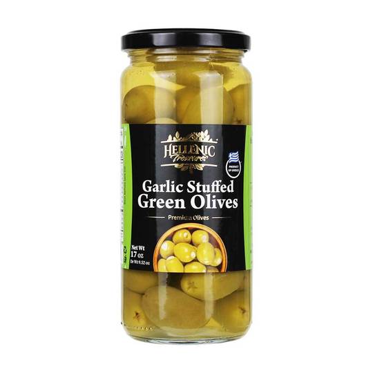 Hellenic Treasures Greek Garlic Stuffed Premium Olives 1