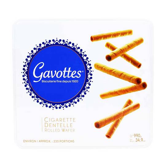 Gavottes French Rolled Wafer Dentelle Cookies in Tin 1