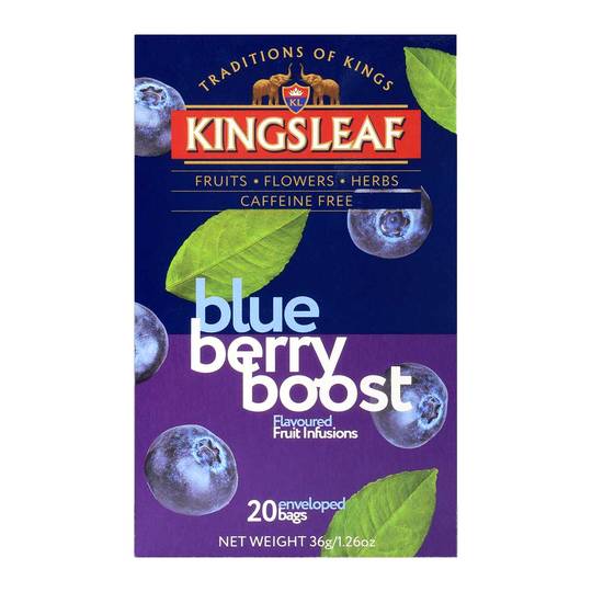 Kingsleaf Blueberry Boost Ceylon Tea, Caffeine Free, 20 Bags 1
