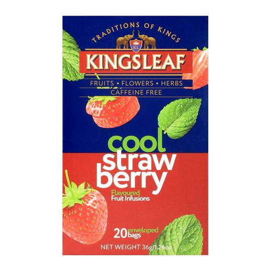 Kingsleaf Cool Strawberry Ceylon Tea, Caffeine Free, 20 Bags 1