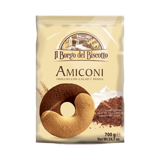Borgo Del Biscotto Amiconi Italian Cocoa & Milk Cream Cookies, Large 1