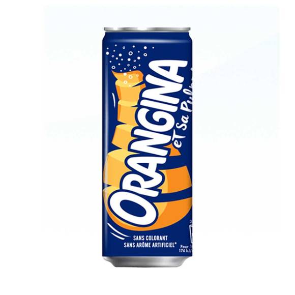 Orangina French Orange Soda with Pulp, 6-Pack Cans 2