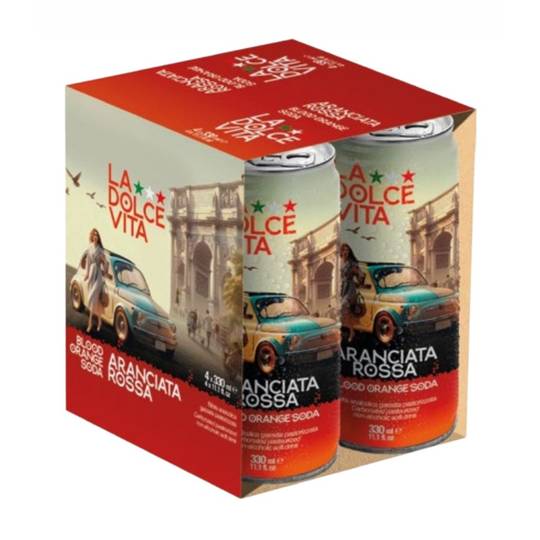 Dolce Vita Italian Blood Orange Soda, 4-Pack Cans 1