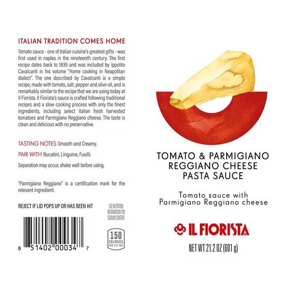 IL Fiorista Tomato & Parmigiano Reggiano Pasta Sauce 2