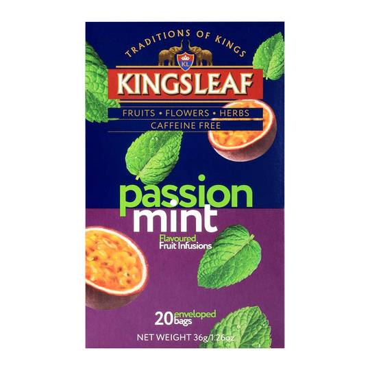 Kingsleaf Passion Mint Ceylon Tea, Caffeine Free, 20 Bags 1