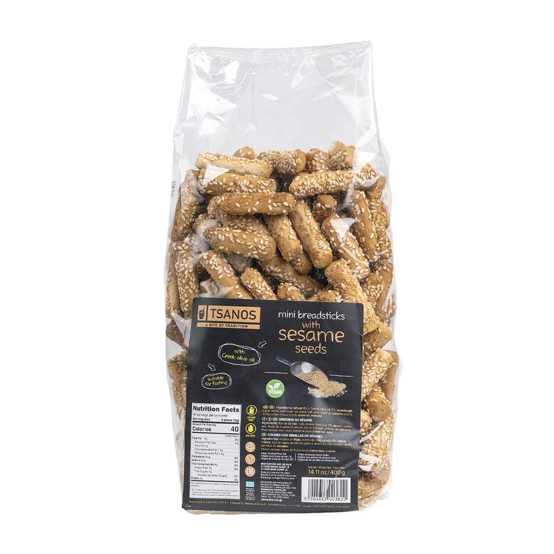 Tsanos Mini Breadsticks with Sesame & Olive Oil, Vegan 1