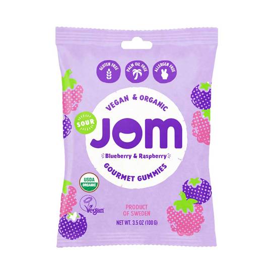 Jom Organic Sour Blueberry & Raspberry Gummy Candies, Vegan & No Palm Oil 1