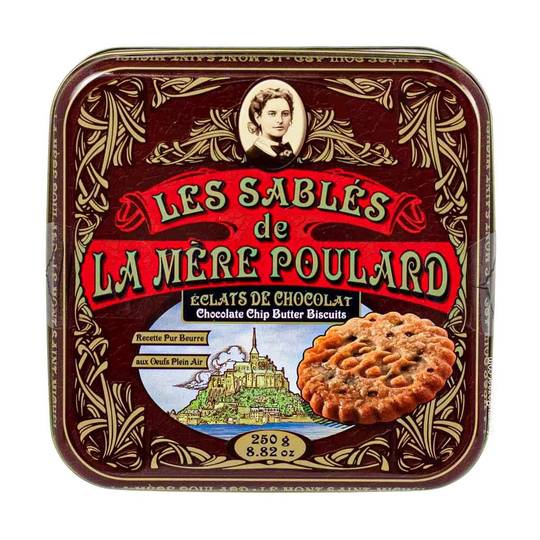 La Mere Poulard French Chocolate Chip Sable Cookies in Luxury Tin 1