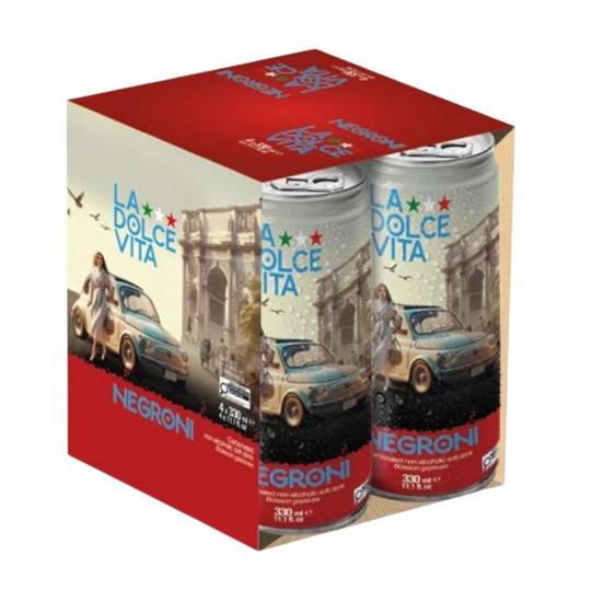 Dolce Vita Italian Non-Alcoholic Negroni Soda, 4-Pack Cans 1