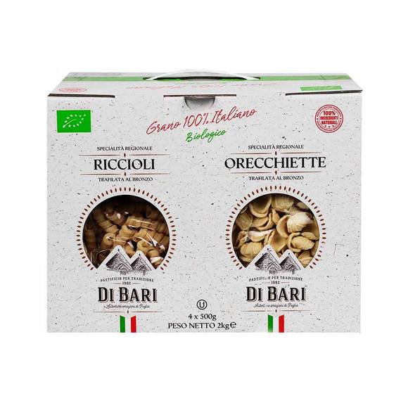 Di Bari Organic 100% Italian Grain Pasta Briefcase: 4 Shapes, Bronze Cut 1