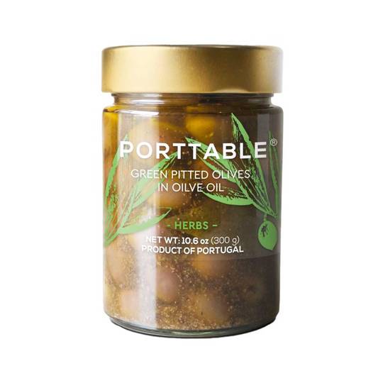 Porttable Green Negrinha Olives with Mediterranean Herbs in EVOO 1