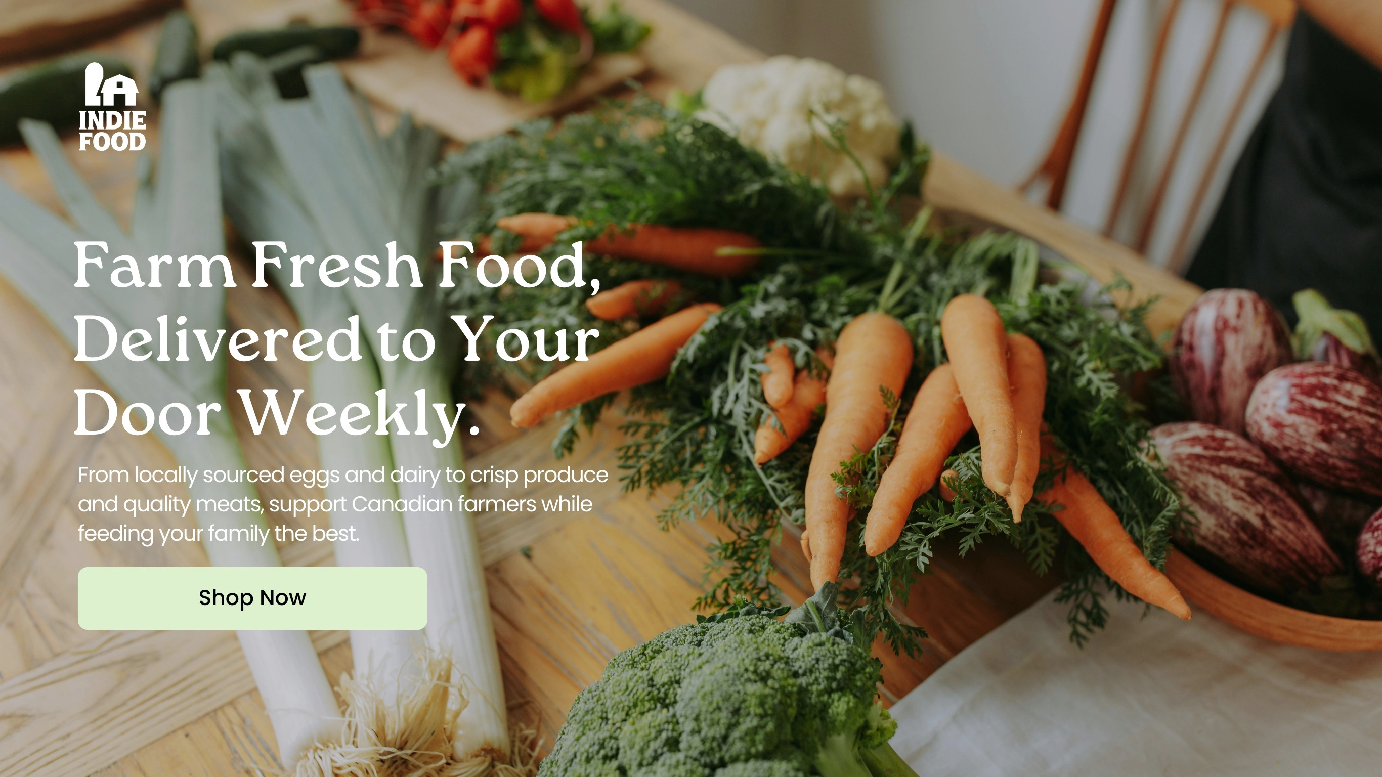 A promotional banner for Indie Food, an online farmers’ market in Ontario